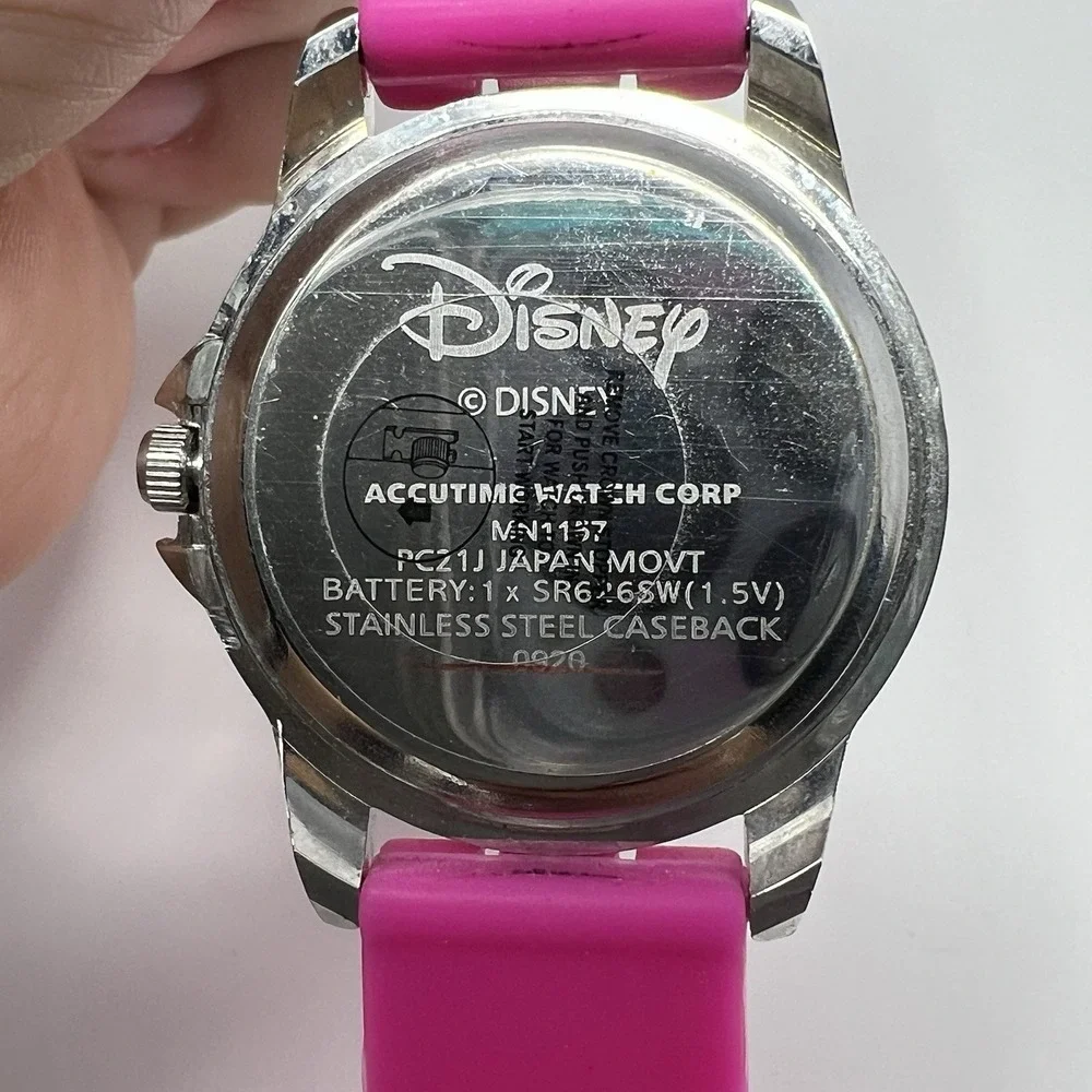 Minnie Mouse Accutime Girls Analog Watch Pink Silicone Band Time Learning Disney